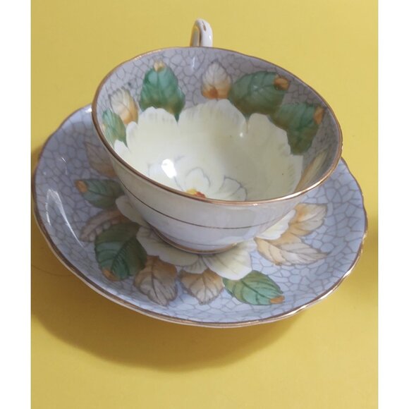 Vintage Tuscan England Gardenia Hand Painted Teacup and Saucer - Picture 12 of 14